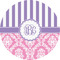 Pink & Purple Damask 3" Multipurpose Round Labels - Single Sticker