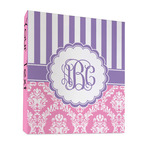 Pink & Purple Damask 3 Ring Binder - Full Wrap - 1" (Personalized)