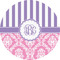 Pink & Purple Damask 5" Multipurpose Round Label - Single Sticker