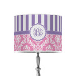 Pink & Purple Damask 8" Drum Lamp Shade - Poly-film (Personalized)