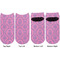 Pink & Purple Damask Adult Ankle Socks - Double Pair - Front and Back - Apvl