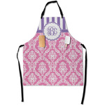 Pink & Purple Damask Apron With Pockets w/ Monogram