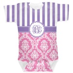 Pink & Purple Damask Baby Bodysuit 6-12 (Personalized)