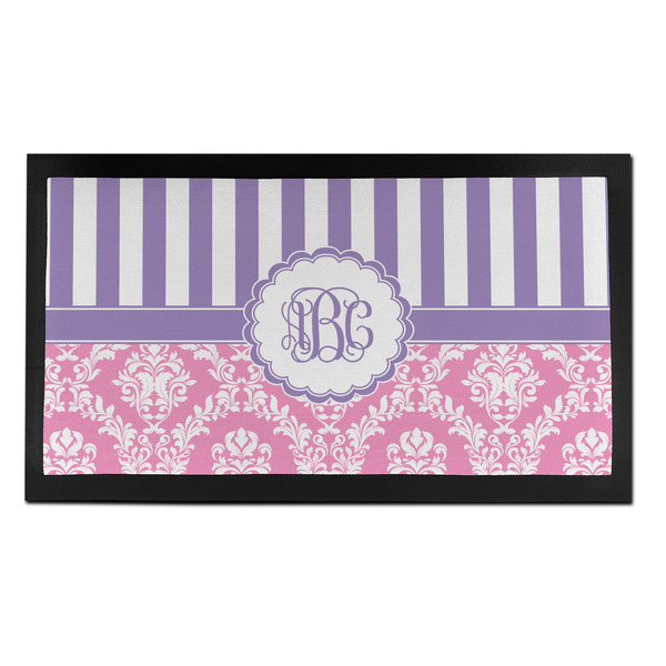 Custom Pink & Purple Damask Bar Mat - Small (Personalized)