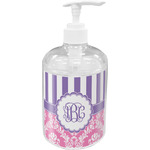 Pink & Purple Damask Acrylic Soap & Lotion Bottle (Personalized)