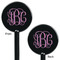 Pink & Purple Damask Black Plastic 5.5" Stir Stick - Double Sided - Round - Front & Back