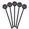 Pink & Purple Damask Black Plastic 5.5" Stir Stick - Round - Fan View