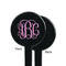 Pink & Purple Damask Black Plastic 7" Stir Stick - Single Sided - Round - Front & Back