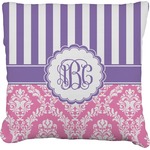 Pink & Purple Damask Faux-Linen Throw Pillow 18" (Personalized)