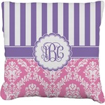 Pink & Purple Damask Faux-Linen Throw Pillow 20" (Personalized)