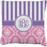 Pink & Purple Damask Faux-Linen Throw Pillow 26" (Personalized)