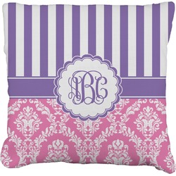 Pink & Purple Damask Faux-Linen Throw Pillow 26" (Personalized)