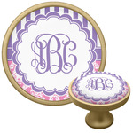 Pink & Purple Damask Cabinet Knob - Gold (Personalized)