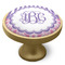 Pink & Purple Damask Cabinet Knob - Gold - Side