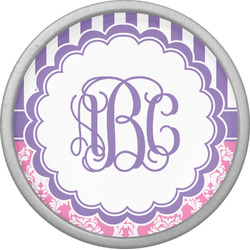 Pink & Purple Damask Cabinet Knob (Silver) (Personalized)
