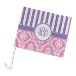 Pink & Purple Damask Car Flag - Large (Personalized)