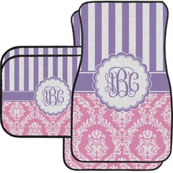 Pink & Purple Damask Car Floor Mats Set - 2 Front & 2 Back (Personalized)