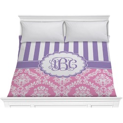 Pink & Purple Damask Comforter - King (Personalized)