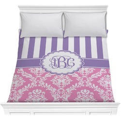 Pink & Purple Damask Comforter - Full / Queen (Personalized)