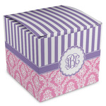 Pink & Purple Damask Cube Favor Gift Boxes (Personalized)