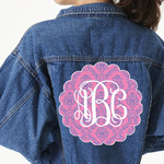 Pink & Purple Damask Twill Iron On Patch - Custom Shape - 3XL (Personalized)