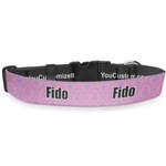 Pink & Purple Damask Deluxe Dog Collar - Large (13" to 21") (Personalized)