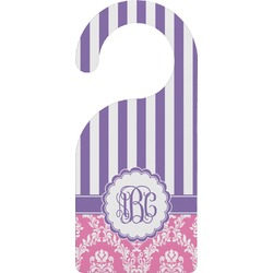 Pink & Purple Damask Door Hanger (Personalized)