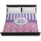 Pink & Purple Damask Duvet Cover - King - On Bed - No Prop