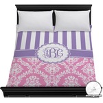 Pink & Purple Damask Duvet Cover - Full / Queen (Personalized)