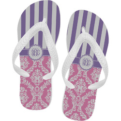 Pink & Purple Damask Flip Flops - Small (Personalized)