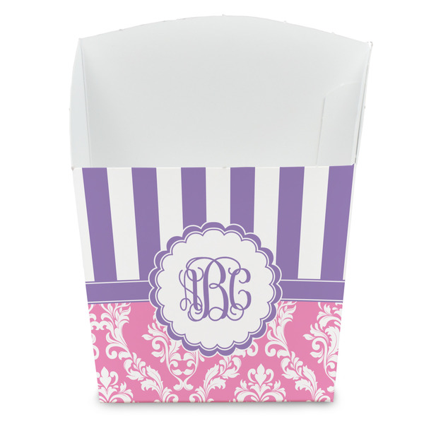 Custom Pink & Purple Damask French Fry Favor Boxes (Personalized)