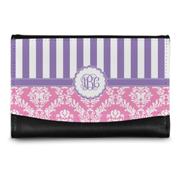 Pink & Purple Damask Genuine Leather Women's Wallet - Small (Personalized)