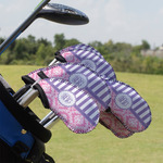 Pink & Purple Damask Golf Club Iron Cover - Set of 9 (Personalized)