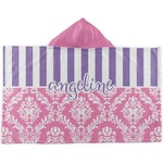 Pink & Purple Damask Kids Hooded Towel (Personalized)