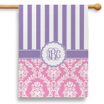 Pink & Purple Damask 28" House Flag - Double Sided (Personalized)