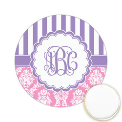 Pink & Purple Damask Printed Cookie Topper - 2.15" (Personalized)