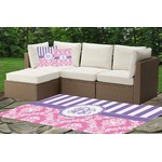 Pink & Purple Damask Indoor / Outdoor Rug - Custom Size w/ Monogram