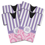 Pink & Purple Damask Jersey Bottle Cooler - Set of 4 (Personalized)