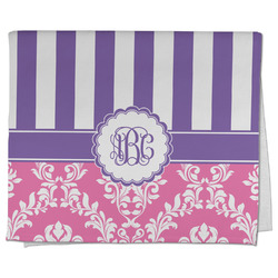 Pink & Purple Damask Kitchen Towel - Poly Cotton w/ Monograms