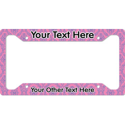 Pink & Purple Damask License Plate Frame - Style A (Personalized)
