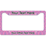 Pink & Purple Damask License Plate Frame - Style B (Personalized)