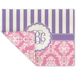 Pink & Purple Damask Double-Sided Linen Placemat - Single w/ Monogram