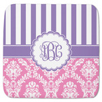 Pink & Purple Damask Memory Foam Bath Mat - 48"x48" (Personalized)