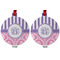 Pink & Purple Damask Metal Ball Ornament - Front and Back