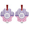 Pink & Purple Damask Metal Paw Ornament - Front and Back