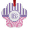 Pink & Purple Damask Metal Paw Ornament - Front