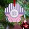 Pink & Purple Damask Metal Paw Ornament - Lifestyle