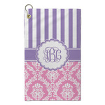 Pink & Purple Damask Microfiber Golf Towel - Small (Personalized)