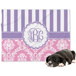 Pink & Purple Damask Dog Blanket - Regular (Personalized)