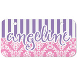 Pink & Purple Damask Mini/Bicycle License Plate (2 Holes) (Personalized)